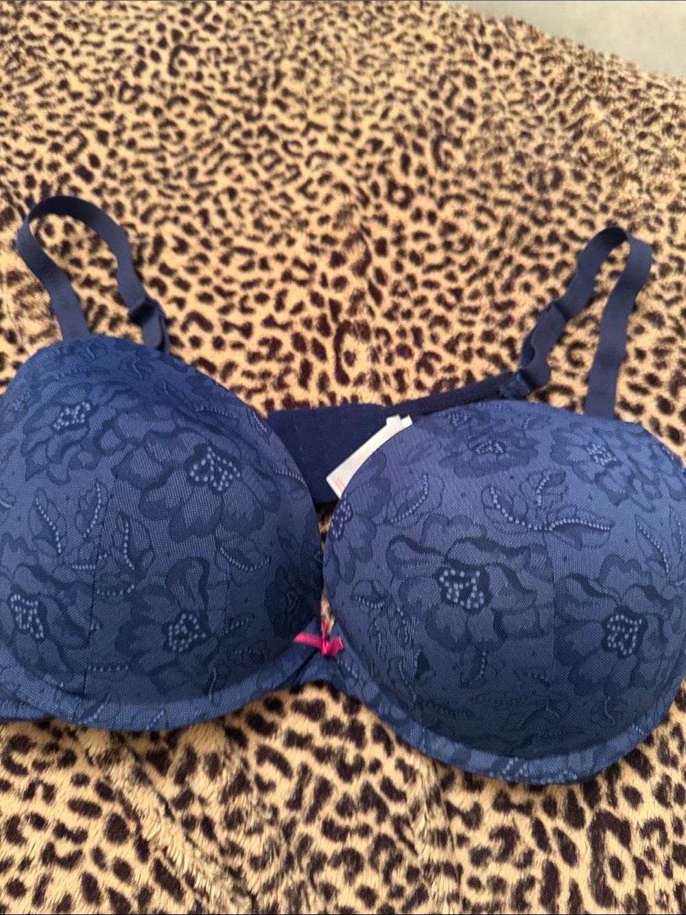 Cacique Navy Floral Lace Push-Up Bra